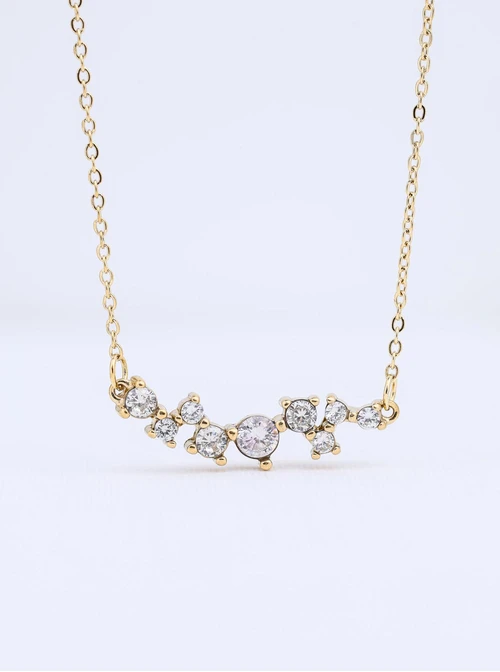 Naszyjnik kryształki, stal pozłacana S312702Z00