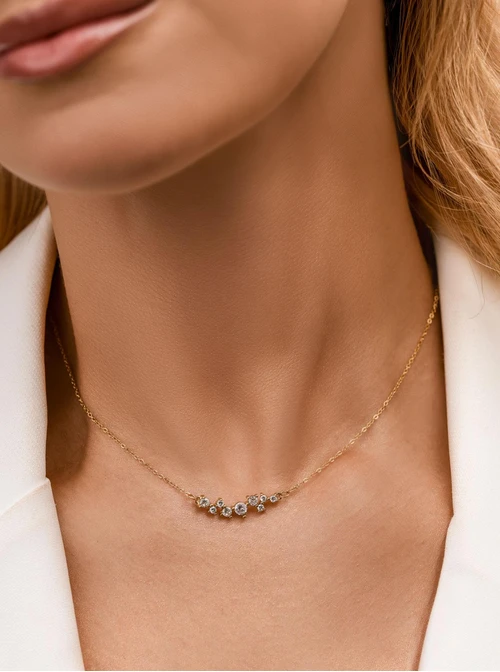 Naszyjnik kryształki, stal pozłacana S312702Z00