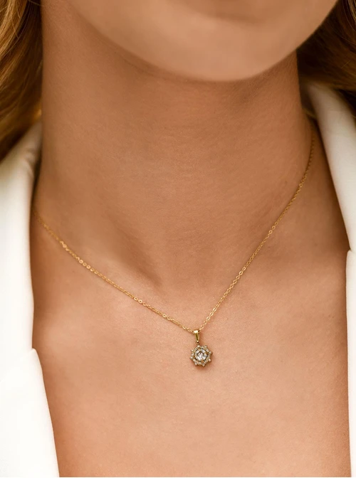 Naszyjnik kryształki, stal pozłacana S312703Z00