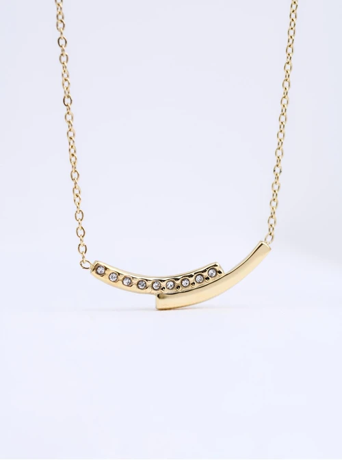 Naszyjnik kryształki, stal pozłacana S312709Z00