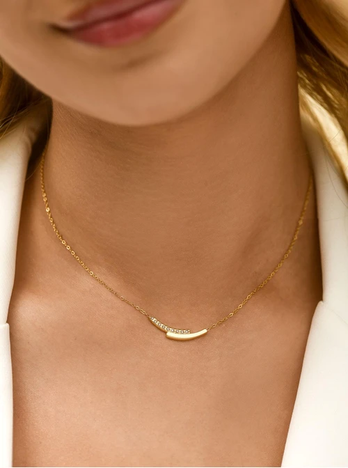 Naszyjnik kryształki, stal pozłacana S312709Z00