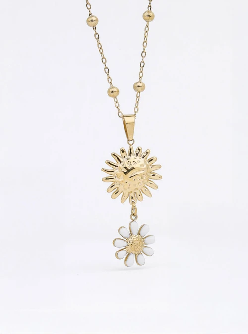 Naszyjnik kwiatuszki, stal pozłacana S312487Z00