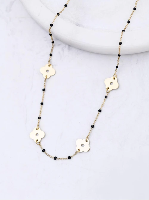 Naszyjnik kwiatuszki, stal pozłacana S312717Z01