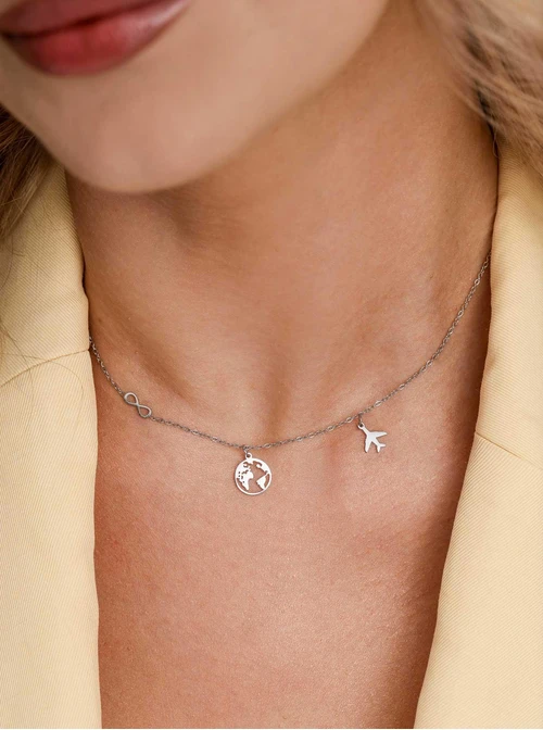 Naszyjnik mapa, nieskończoność, stal S300277S00