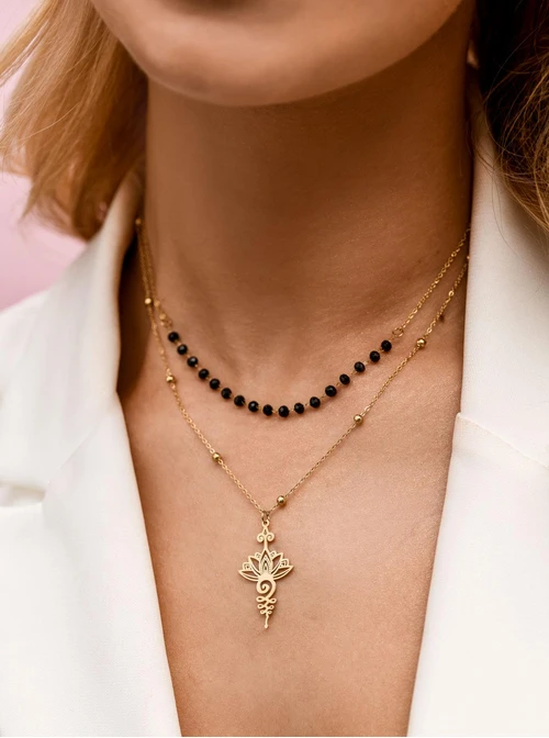 Naszyjnik podwójny, Ścieżka Duszy, stal pozłacana S312674Z01