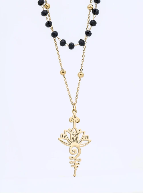 Naszyjnik podwójny, Ścieżka Duszy, stal pozłacana S312674Z01