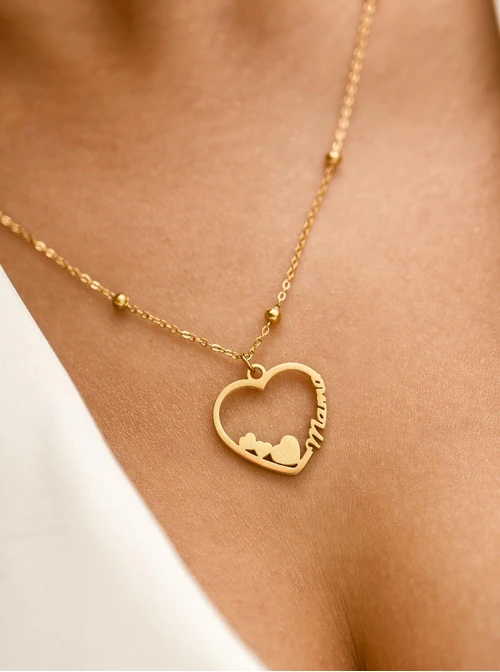 Naszyjnik serce, mama, stal pozłacana S312751Z00