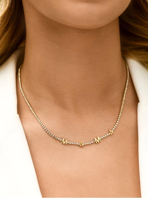 Naszyjnik tenisowy, Mama, stal pozłacana S312785Z00