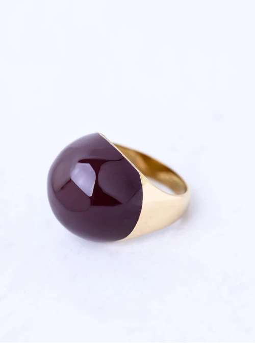 Pierścionek dmuchany, brązowy, stal pozłacana S412560Z13