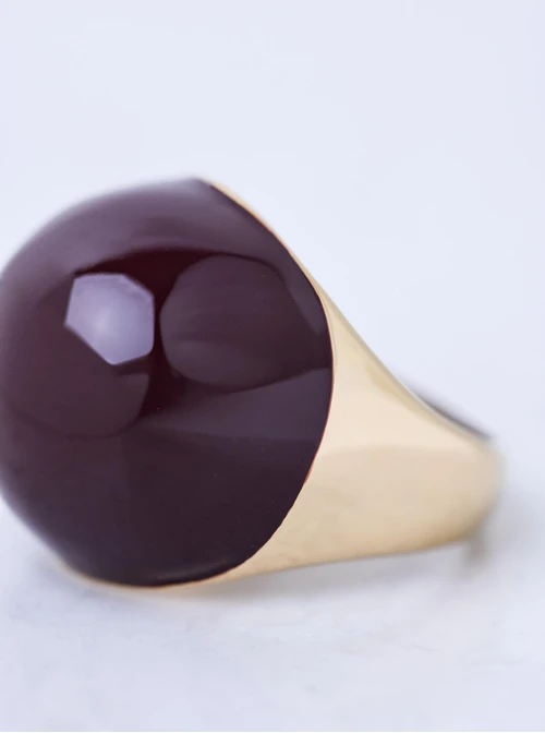 Pierścionek dmuchany, brązowy, stal pozłacana S412560Z13