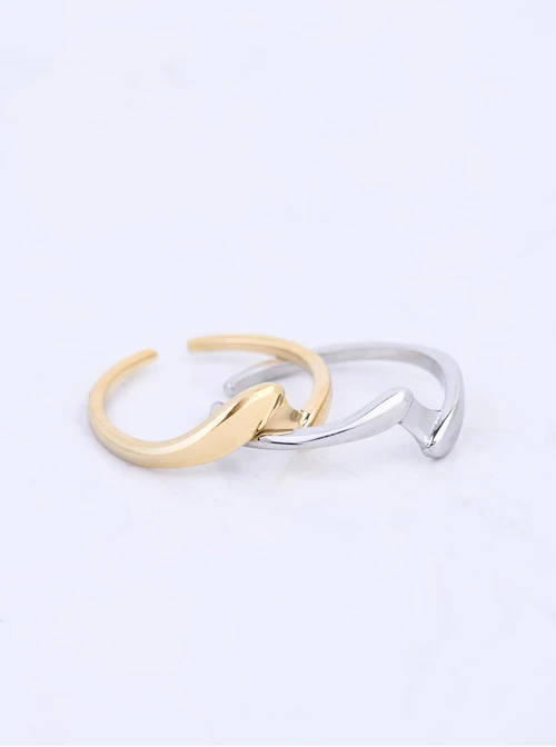 Pierścionek nieregularny kształt, stal pozłacana S412328M00