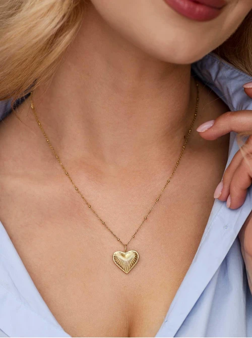 Zawieszka frezowane serce, stal pozłacana SC13333Z00