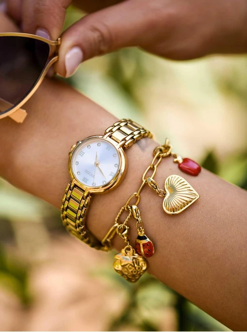 Zegarek Vezzi, kryształki, kolor złoty B512814Z00