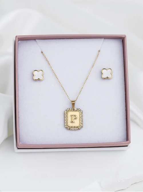 Zestaw Biżuterii Golden Initial 