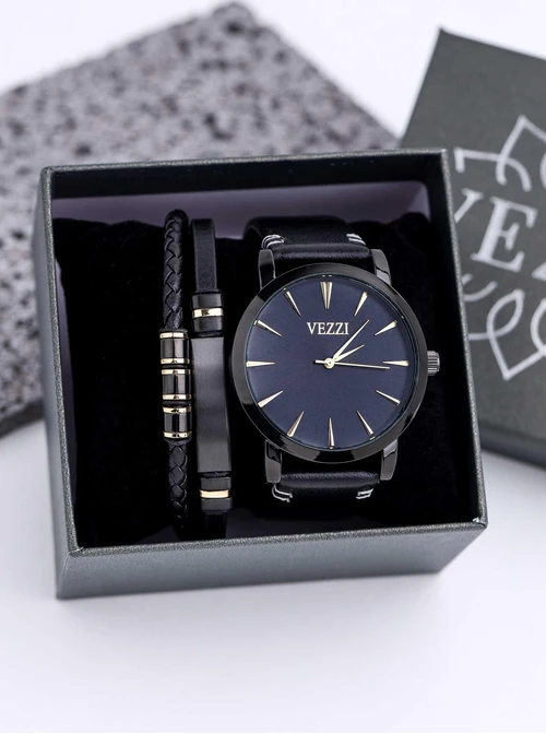Zestaw Biżuterii męskiej z Zegarkiem Black Crown