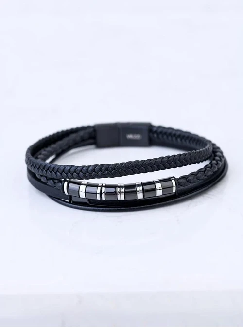 Zestaw Biżuterii męskiej z Zegarkiem Noble Black