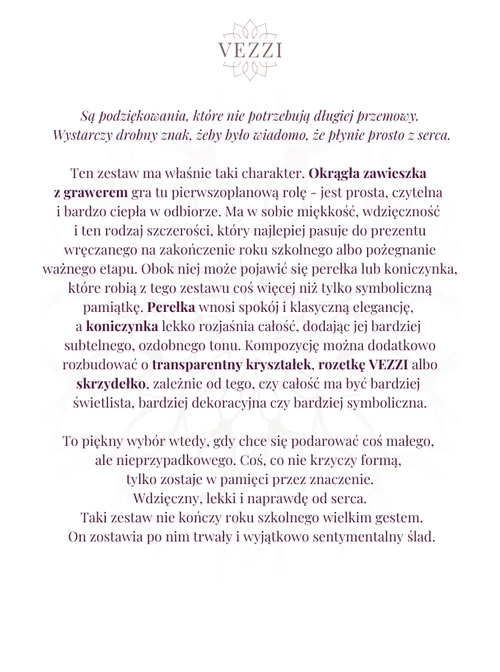 Zestaw biżuterii na Zakończenie Roku Szkolnego z możliwością grawerowania Z15203Z00