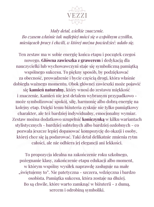 Zestaw biżuterii na Zakończenie Roku Szkolnego z możliwością grawerowania Z15211Z00