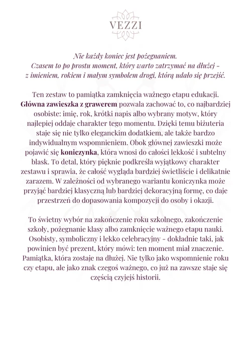 Zestaw biżuterii na Zakończenie Roku Szkolnego z możliwością grawerowania Z15221Z00