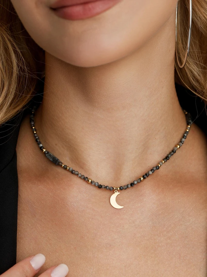 Choker księżyc, Labradoryt, stal pozłacana S313095Z00