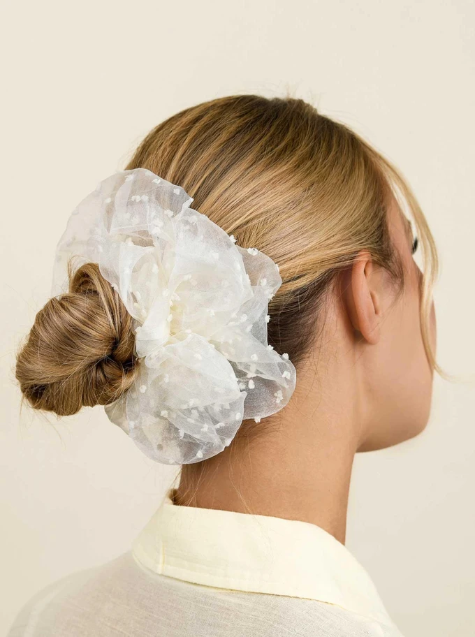 Gumka do włosów typu scrunchie - biała, O614319P00