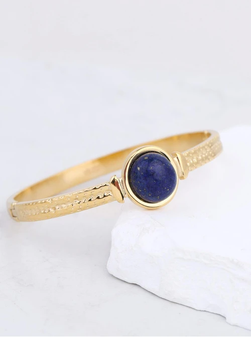 Bransoletka sztywna, Lapis Lazuli, stal pozłacana S112644Z00