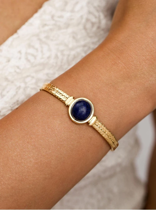 Bransoletka sztywna, Lapis Lazuli, stal pozłacana S112644Z00