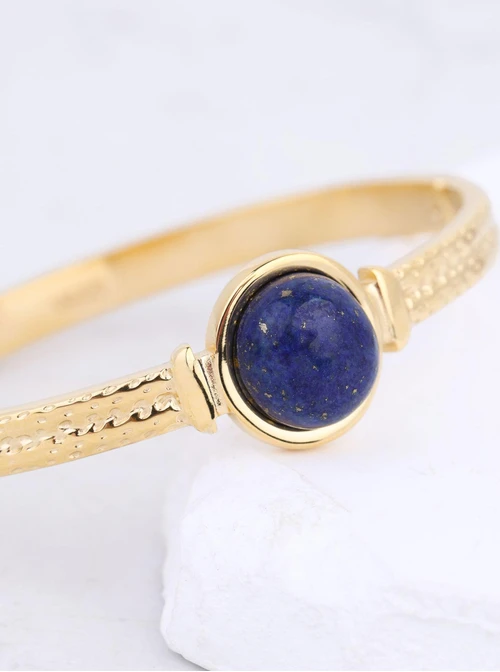Bransoletka sztywna, Lapis Lazuli, stal pozłacana S112644Z00
