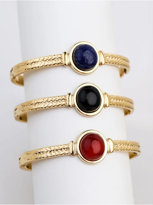 Bransoletka sztywna, Lapis Lazuli, stal pozłacana S112644Z00
