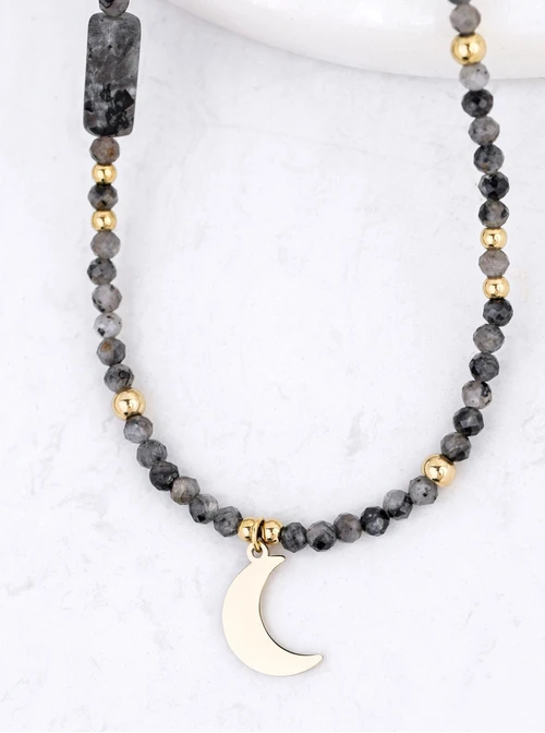 Choker księżyc, Labradoryt, stal pozłacana S313095Z00