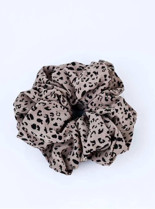 Gumka do włosów typu scrunchie - Beżowa Panterka, O614312P00