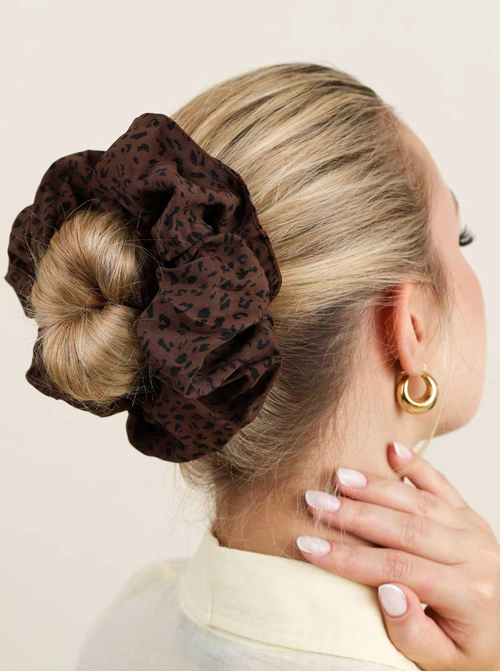 Gumka do włosów typu scrunchie - Brązowa Panterka, O614311P00