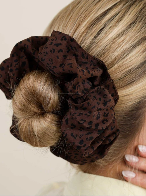 Gumka do włosów typu scrunchie - Brązowa Panterka, O614311P00