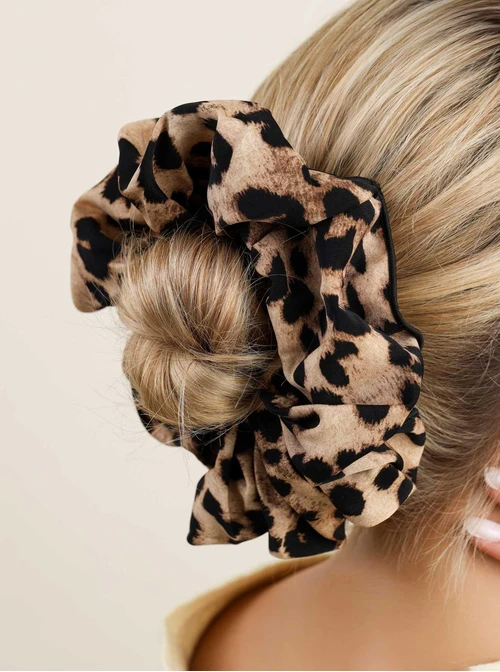 Gumka do włosów typu scrunchie - Brązowa Panterka, O614313P00