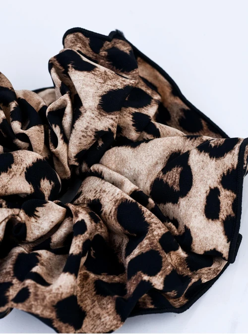 Gumka do włosów typu scrunchie - Brązowa Panterka, O614313P00
