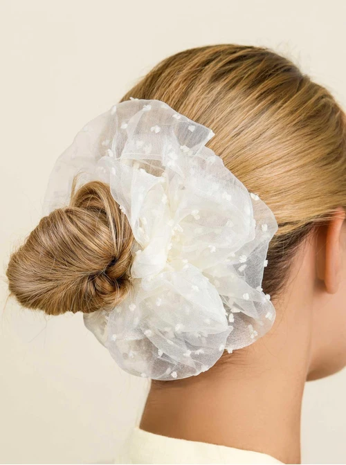 Gumka do włosów typu scrunchie - biała, O614319P00