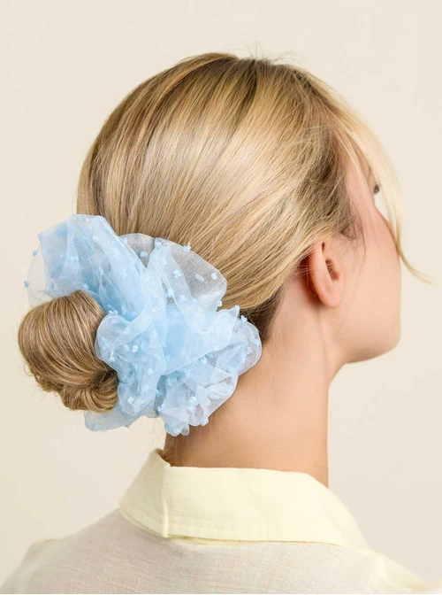 Gumka do włosów typu scrunchie - błękitna, O614321P00