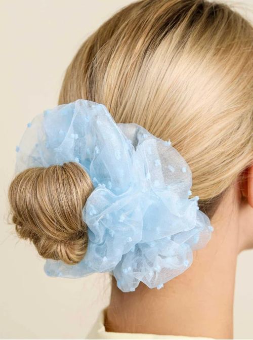 Gumka do włosów typu scrunchie - błękitna, O614321P00