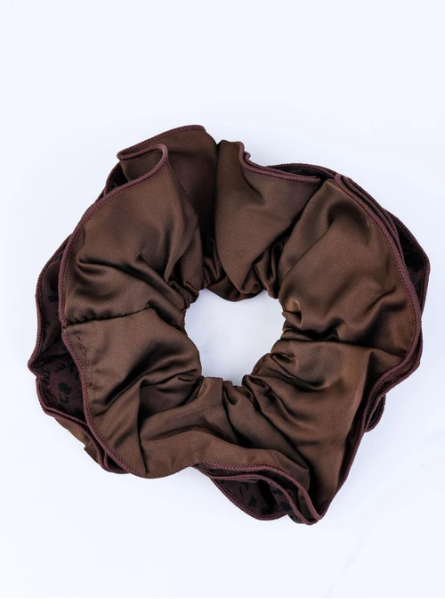 Gumka do włosów typu scrunchie - brązowa, O614317P00