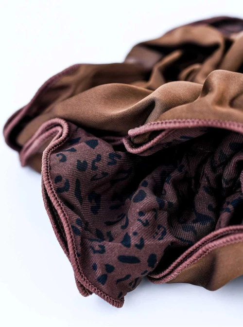 Gumka do włosów typu scrunchie - brązowa, O614317P00
