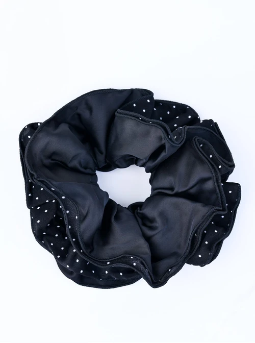 Gumka do włosów typu scrunchie - czarna w kropki, O614316P00