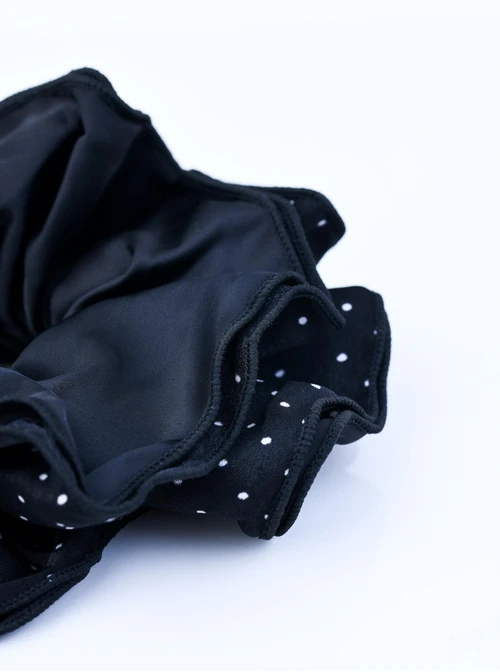 Gumka do włosów typu scrunchie - czarna w kropki, O614316P00