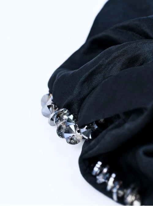 Gumka do włosów typu scrunchie - czarna z kryształkami, O614306P00