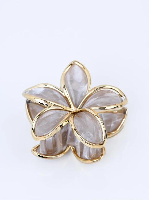 Klamra do włosów Kwiatuszek - beżowo-złota marmurkowa, O914252P00