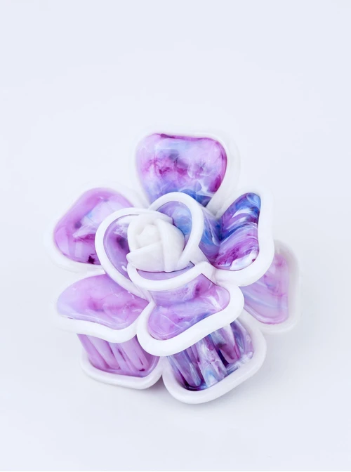 Klamra do włosów Kwiatuszek - fioletowo-błękitna marmurkowa,O914182P00