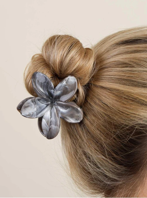 Klamra do włosów Kwiatuszek - grafitowo-szara marmurkowa, O914122P00