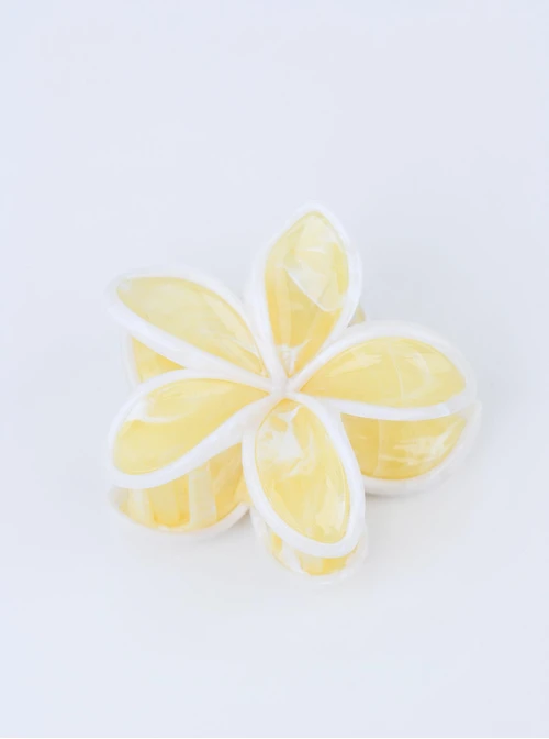 Klamra do włosów Kwiatuszek - pastelowo-żółta marmurkowa, O914197P00