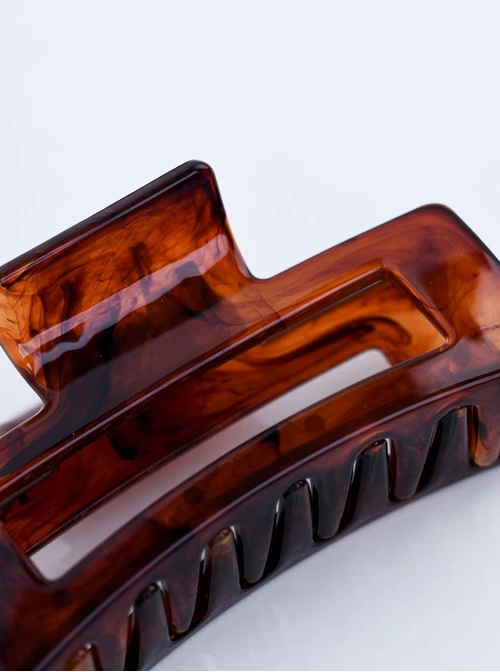 Klamra do włosów - bursztynowo-brązowa marmurkowa, O914131P00