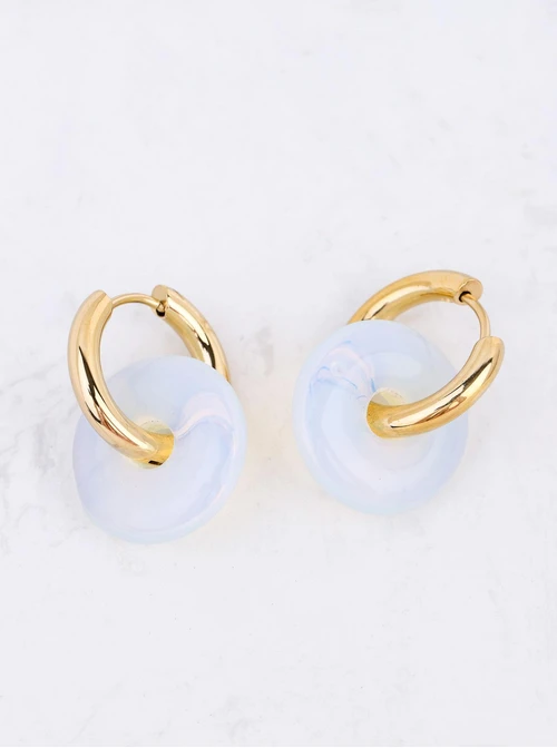 Kolczyki kółeczka, Opal, stal pozłacana S213657Z00