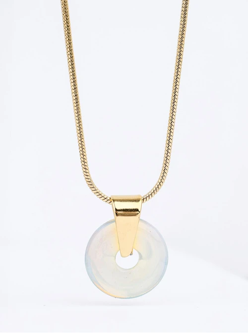 Naszyjnik kółeczko, Opal, stal pozłacana S313661Z00